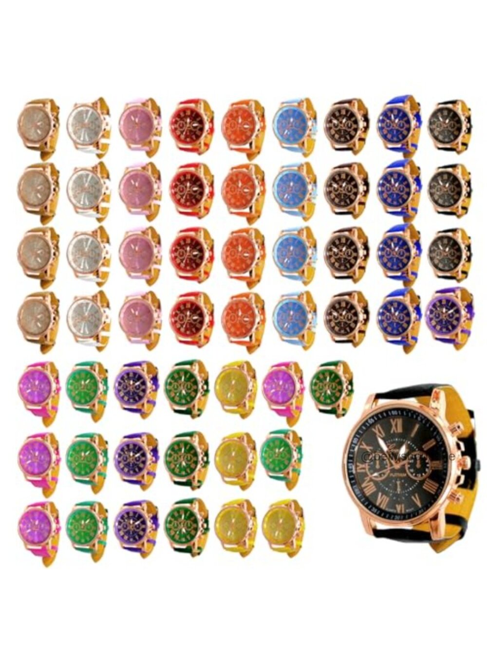 Unisex Quartz Watches with Roman Numerals PU Leather Bands Adjustable